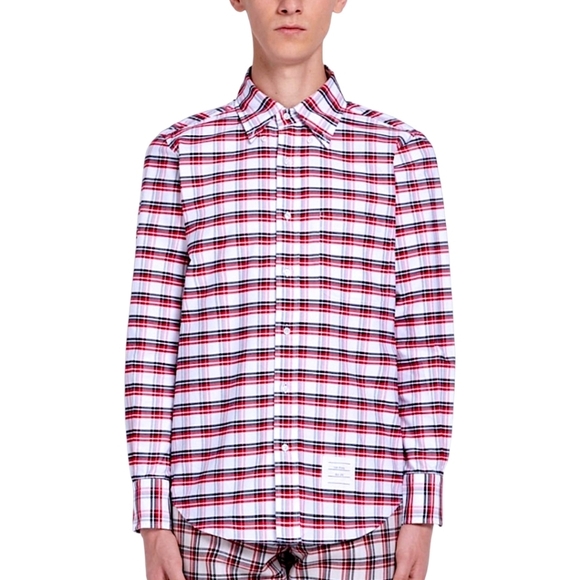 THOM BROWNE, RED WHITE BLACK PLAID SHIRT, SIZE 2 EUC - Picture 7 of 7